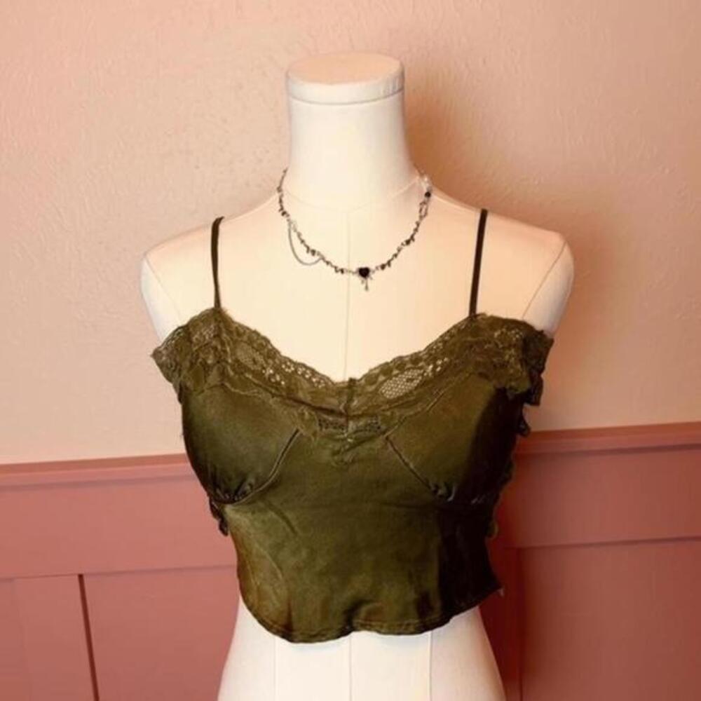 fairy garden forest cottage lace crop beverly and beck xs olive green goth